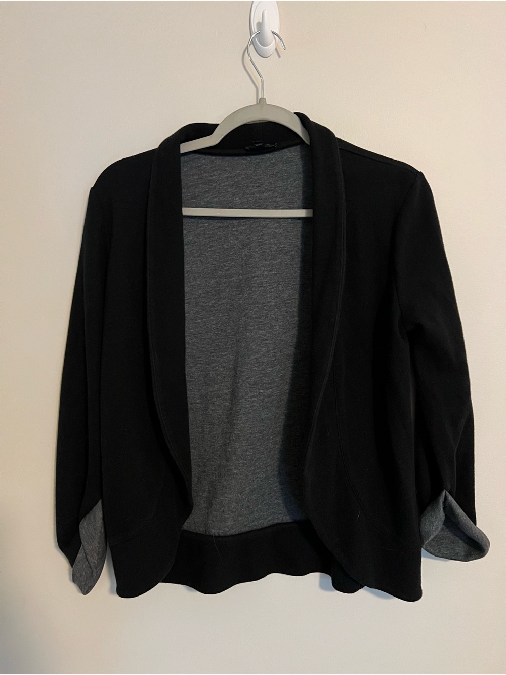 Express Black Open-Front Cardigan with Gray Lining